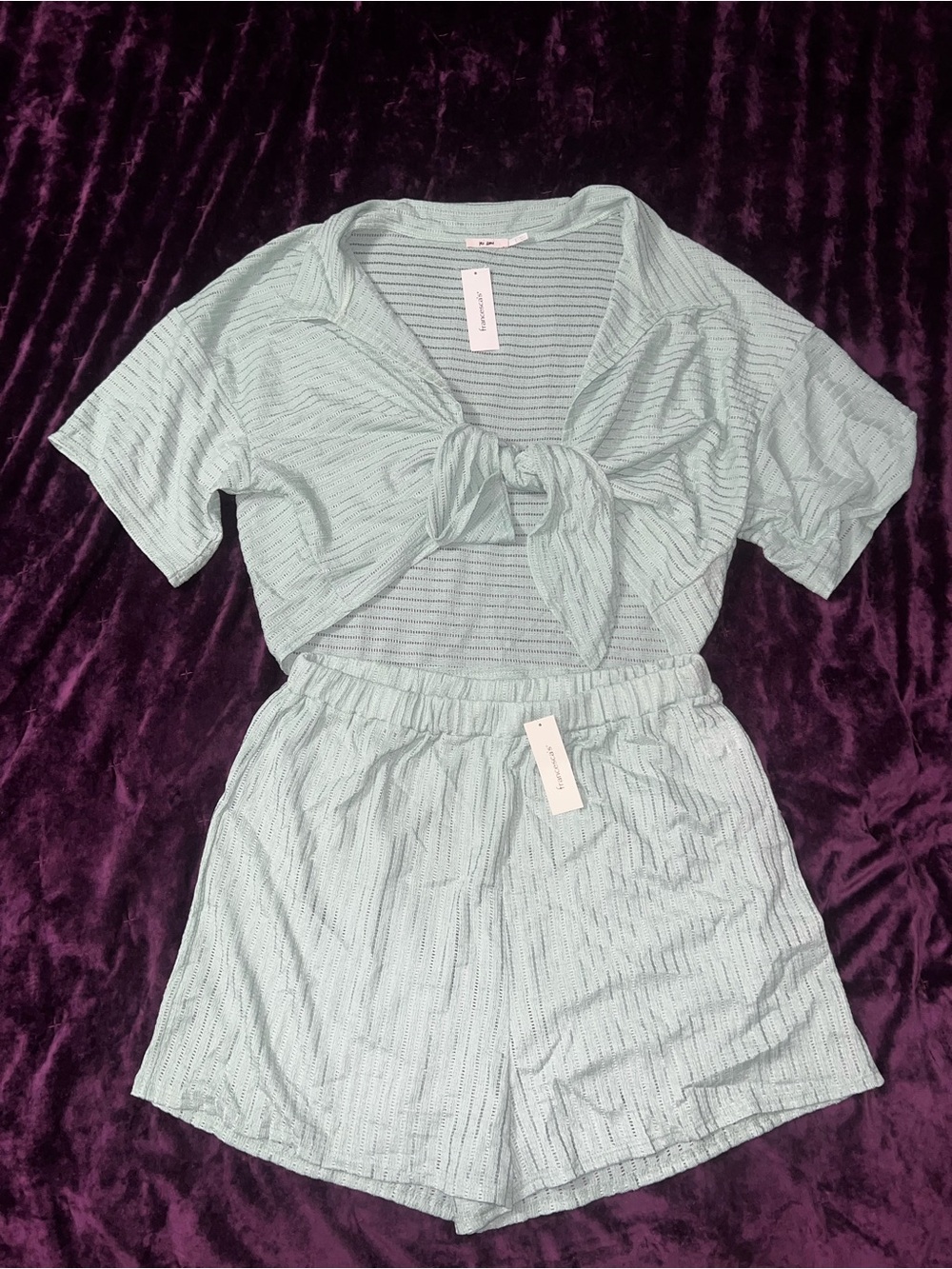Light Mint Ribbed Knit Short Set- Women’s sets